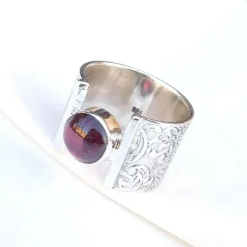 Pure Silver Gemstone Ring